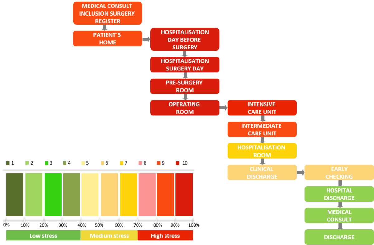 Stress experienced along patient's journey in case of planned surgery. (Courtesy of Ignacio Muñoz Carvajal MD, PhD, Reina Sofia University Hospital, Spain)